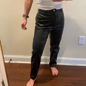 Zara High Rise Faux Leather Straight Leg Pants